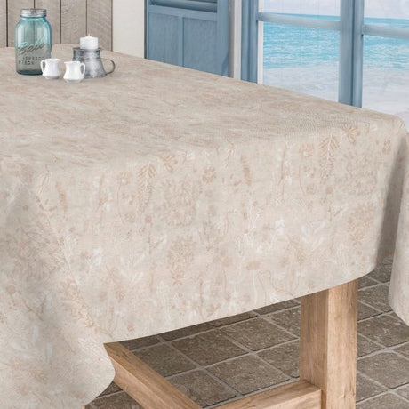 Lorrain Lino Beige – Jacquardvævet tekstilvoksdug – 160 cm bred, miljø