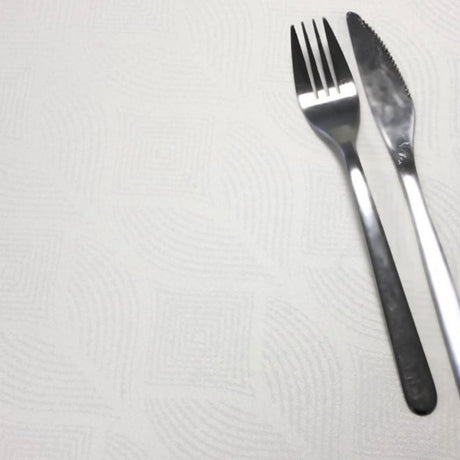 Manno hvid, jacquard vævet tekstilvoksdug, 140 cm bred, motiv