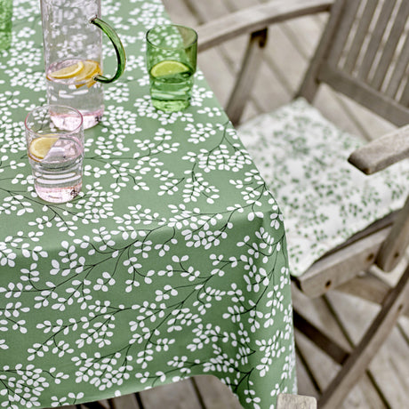 Mimosa Hedge Green – Södahl tekstilvoksdug med skridsikker bagside, hjørne