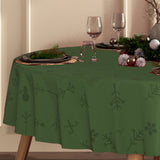 Noel Grøn fra Engholm – Damaskvævet rund juledug Ø200 cm, nærbillede