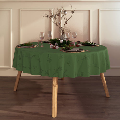 Noel Grøn fra Engholm – Damaskvævet rund juledug Ø250 cm