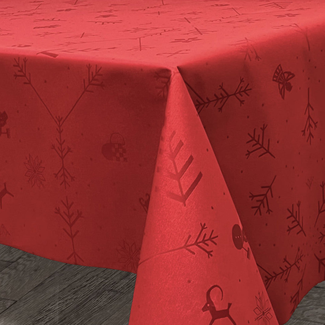 Noel Rød fra Engholm – Jacquardvævet tekstilvoksdug med skridsikker bagside, hjørne