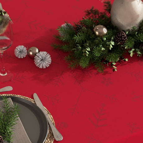 Noel Rød fra Engholm – Rund damaskvævet juledug Ø200 cm, nærbillede