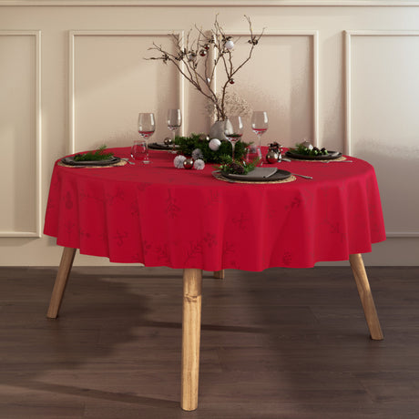 Noel Rød fra Engholm – Rund damaskvævet juledug Ø200 cm