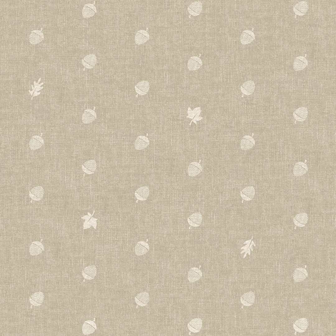 Nordfavn Bolota Beige – Naturinspireret voksdug med agern og blade, motiv