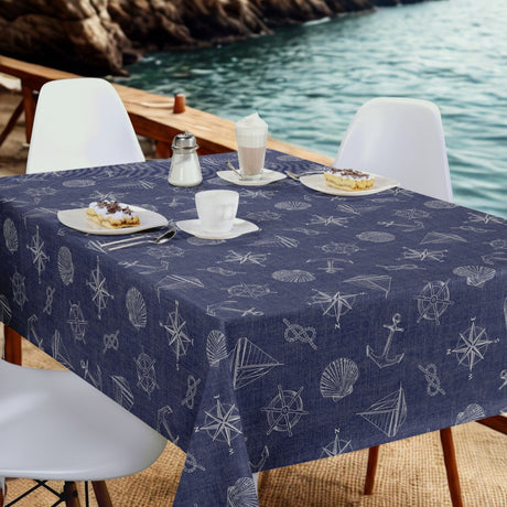 Nordfavn Captain – Marineblå voksdug med klassiske maritime symboler