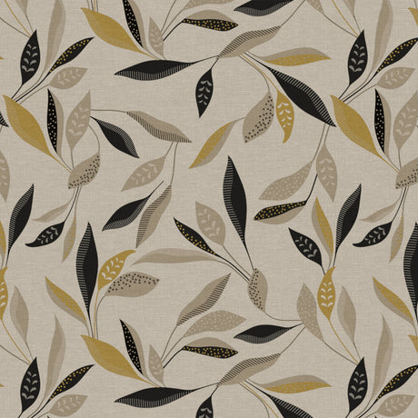 Nordfavn Class Beige – Voksdug med grafisk bladmønster i varme nuancer, motiv