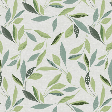 Nordfavn Class Grøn – Voksdug med moderne bladmønster, motiv