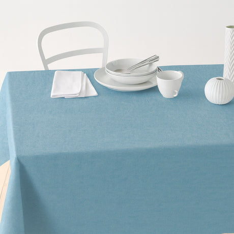 Nordfavn Dean Støvet Blå – Ensfarvet tekstilvoksdug i hørlook