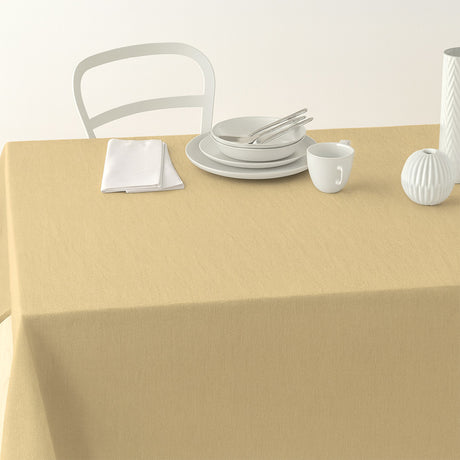 Nordfavn Dean Støvet Okker – Ensfarvet tekstilvoksdug med varmt hørlook