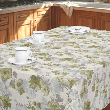 Nordfavn Elisabeth Grøn – Voksdug med afdæmpet blomsterdesign