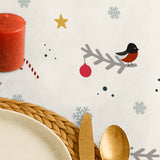 Nordfavn Eve Winterbirds – Juletekstilvoksdug med fugle og fine grene, nærbillede