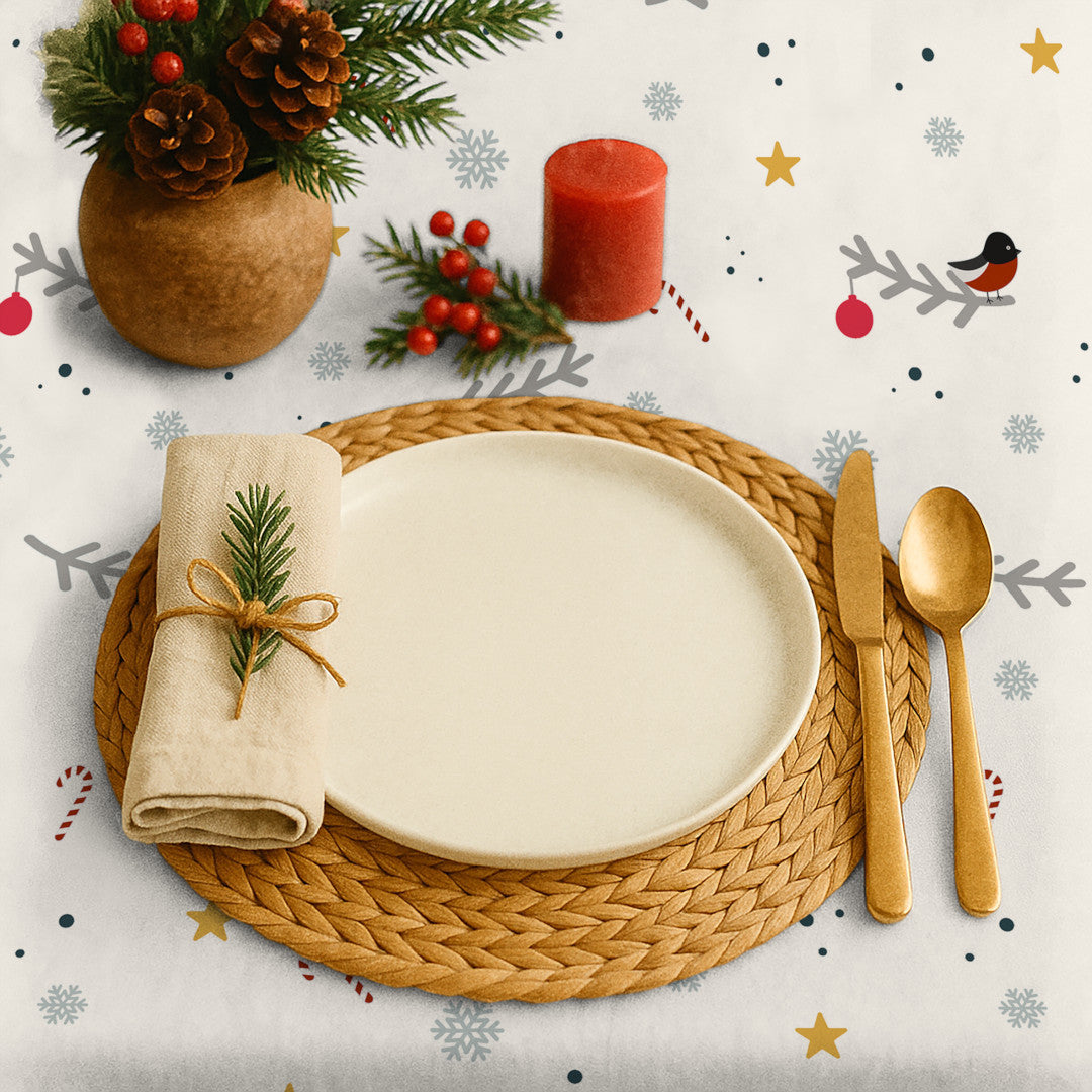 Nordfavn Eve Winterbirds – Juletekstilvoksdug med fugle og fine grene