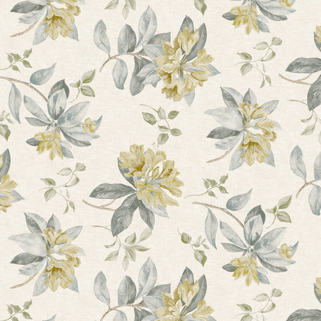 Nordfavn Fruehling Gul – Lys voksdug med blomster i varme forårstoner, motiv