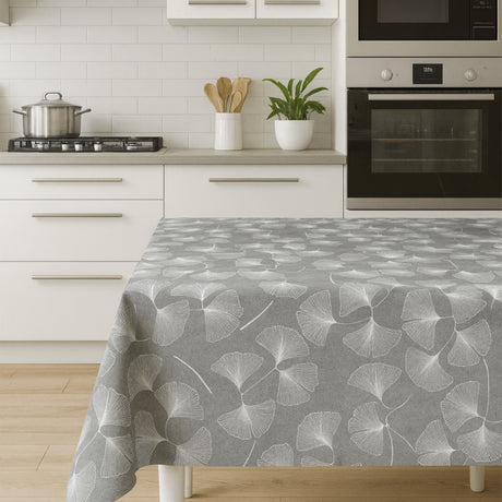 Nordfavn Ginkgo Leaf Grå – Tekstilvoksdug med grafisk bladprint