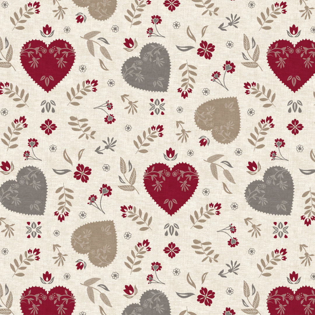 Nordfavn Hati Natur – Voksdug i naturfarver med hjertemotiv, motiv