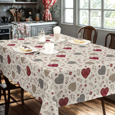 Nordfavn Hati Natur – Voksdug i naturfarver med hjertemotiv