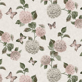 Nordfavn Hortensia Have – Voksdug med blomster og sommerfugle, motiv