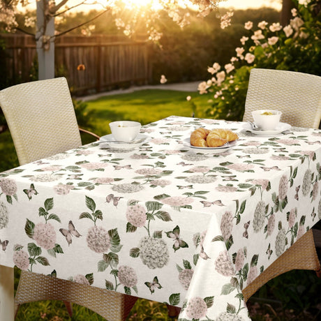 Nordfavn Hortensia Have – Voksdug med blomster og sommerfugle