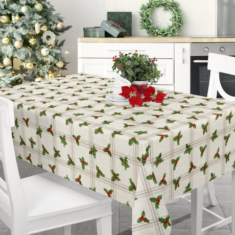 Nordfavn Houx de Noël – Lys julevoksdug med diskret kristtornsmønster