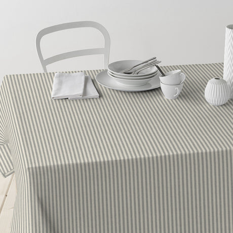 Nordfavn Ibiza Duegrå – Stribet tekstilvoksdug i afdæmpet nordisk tone