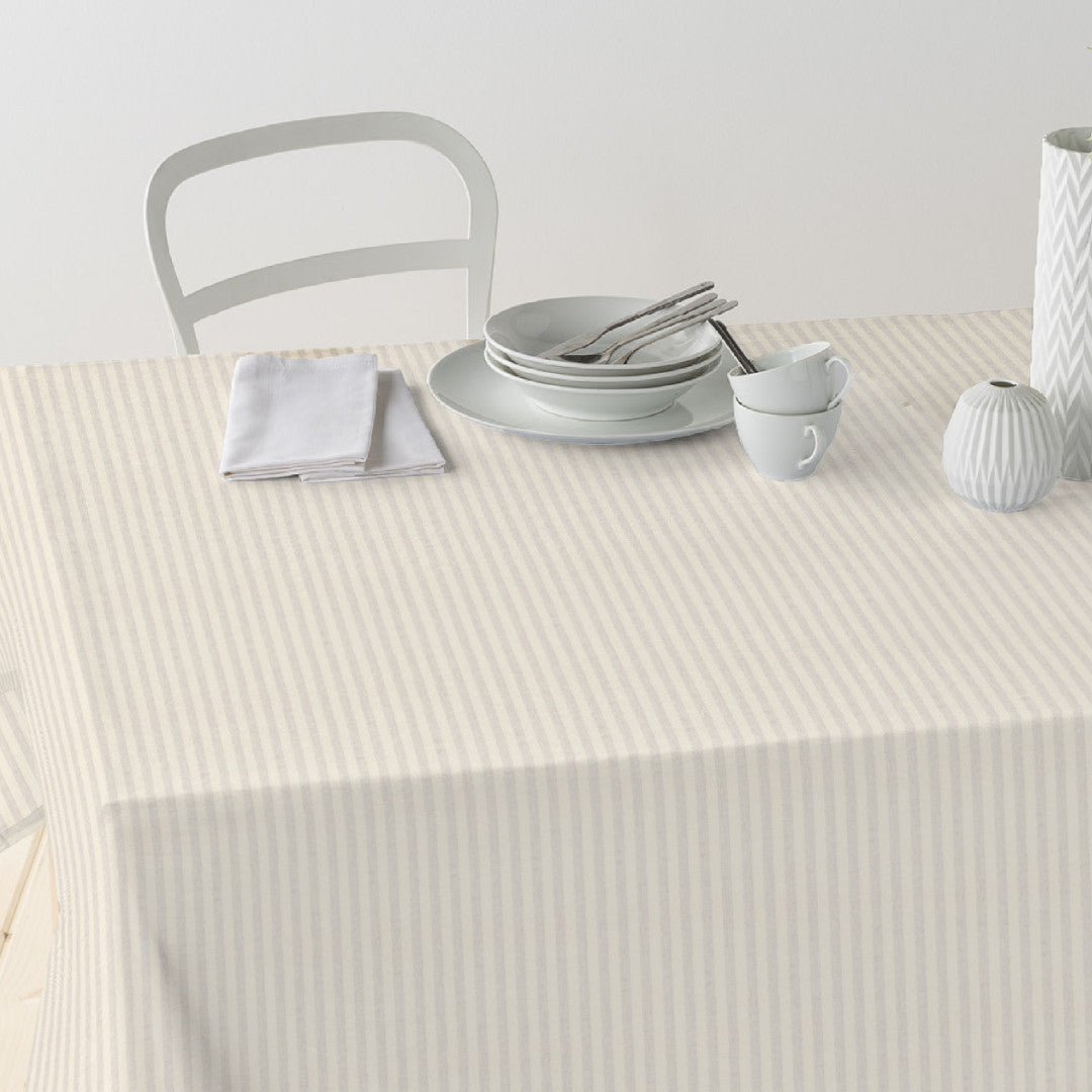 Nordfavn Ibiza Natur – Stribet tekstilvoksdug i bløde naturtoner