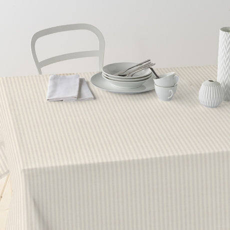 Nordfavn Ibiza Natur – Stribet tekstilvoksdug i bløde naturtoner