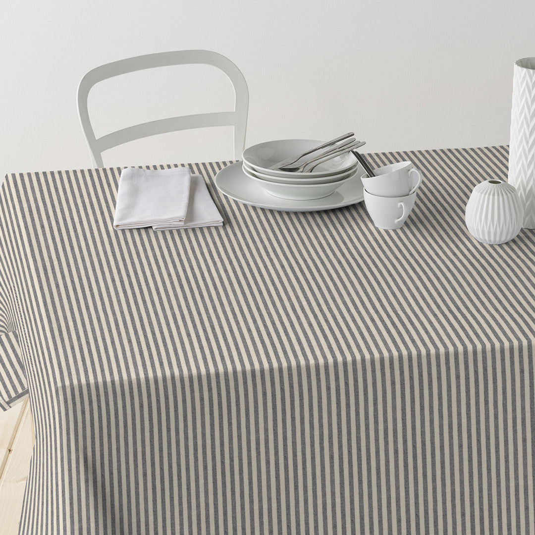 Nordfavn Ibiza Stengrå – Stribet tekstilvoksdug i dyb, afdæmpet grå