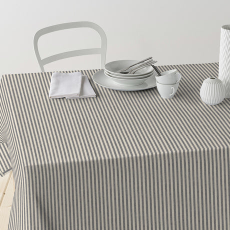 Nordfavn Ibiza Stengrå – Stribet tekstilvoksdug i dyb, afdæmpet grå