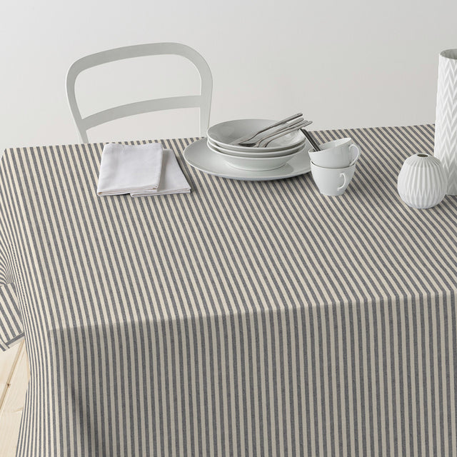 Nordfavn Ibiza Stengrå – Stribet tekstilvoksdug i dyb, afdæmpet grå