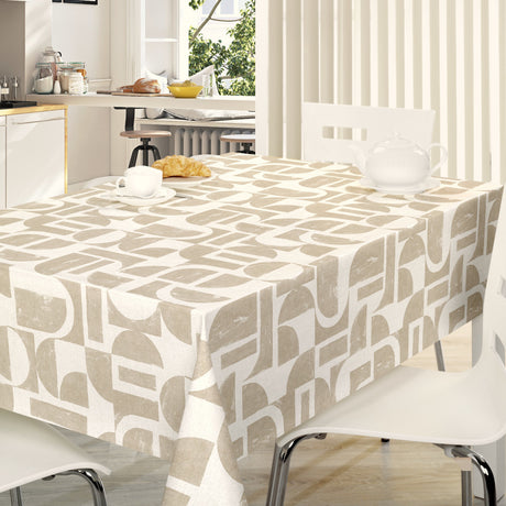 Nordfavn Manu Beige – Grafisk voksdug i rolige nuancer med hørinspireret udtryk