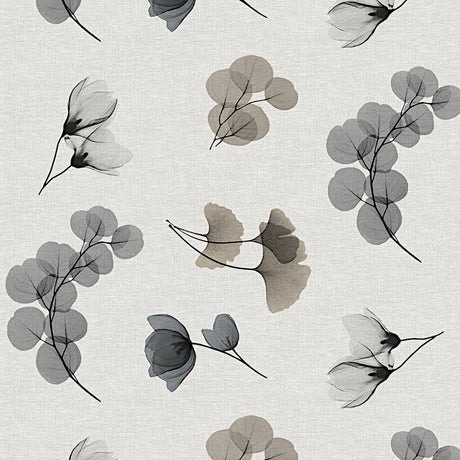 Nordfavn Organza Grey Beige – Stilren voksdug med let grafisk bladmønster, motiv