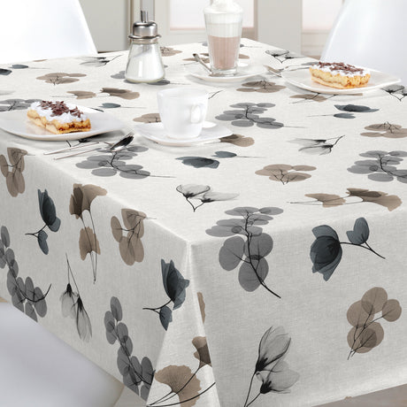 Nordfavn Organza Grey Beige – Stilren voksdug med let grafisk bladmønster