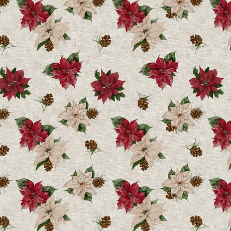 Nordfavn Poinsettia – Lys julevoksdug med klassisk blomsterdesign, motiv