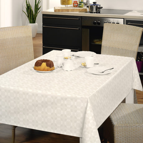 Nordfavn Positivo Offwhite – Lys voksdug med elegant geometrisk damask