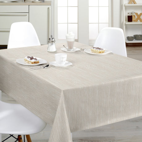 Nordfavn Strange Ways Beige – Enkel voksdug med fine striber i naturtoner