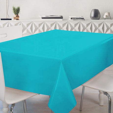 Nordfavn Uni Atoll Blå – Ensfarvet voksdug i frisk turkisblå nuance, miljø