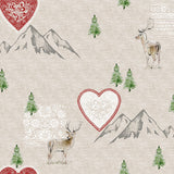 Nordfavn Vixen – Juletekstilvoksdug med rensdyr og nordisk natur, motiv