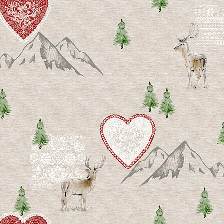 Nordfavn Vixen – Juletekstilvoksdug med rensdyr og nordisk natur, motiv