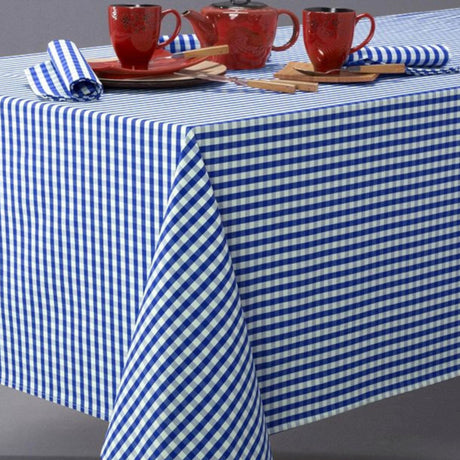 Patinir Blå – Klassisk ternet tekstilvoksdug – 140 cm bred