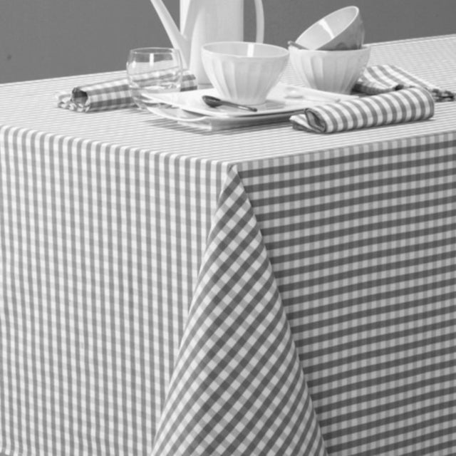 Patinir Grå – Klassisk ternet tekstilvoksdug – 140 cm bred