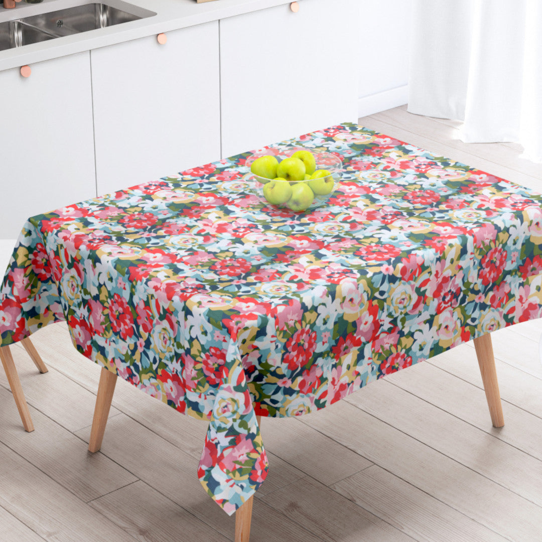 Rosé Botanica – Tekstilvoksdug med bløde blomsterformer i lyserøde nuancer – 155 cm bred