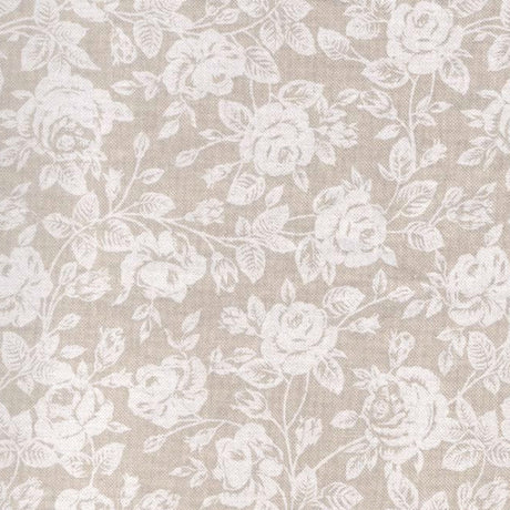 Rose Bianche – Tekstilvoksdug i hørlook med hvide roser