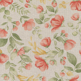 Roselia Bloom – Tekstilvoksdug i hørlook med bløde blomster, motiv