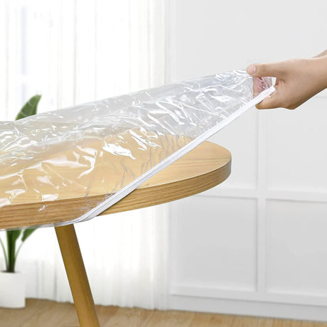 Rund gennemsigtig voksdug med elastik – klar plast