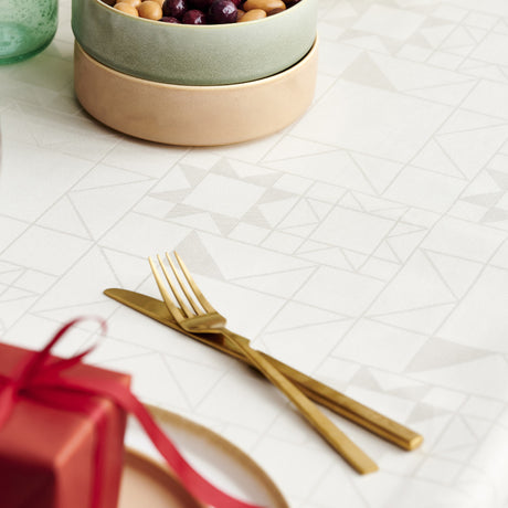 Södahl Star Damask Lys Beige – Rund juledug Ø160 cm