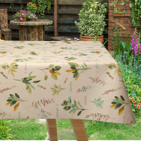 Sinfony di Salvia – Tekstilvoksdug i hørlook med salvie og staudesalvie